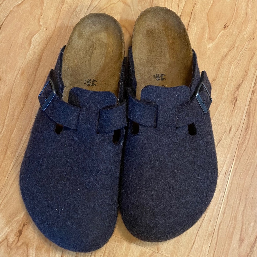 Birkenstock Boston Black Wool Felt Clogs Mens 11 Womens 13 EU 44 Slip On Shoes
